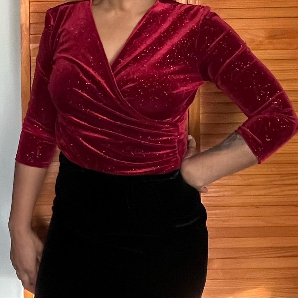 Dressbarn Collection Vibrant Red Top